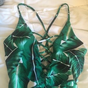 One Piece Palm Leaf Swimsuit